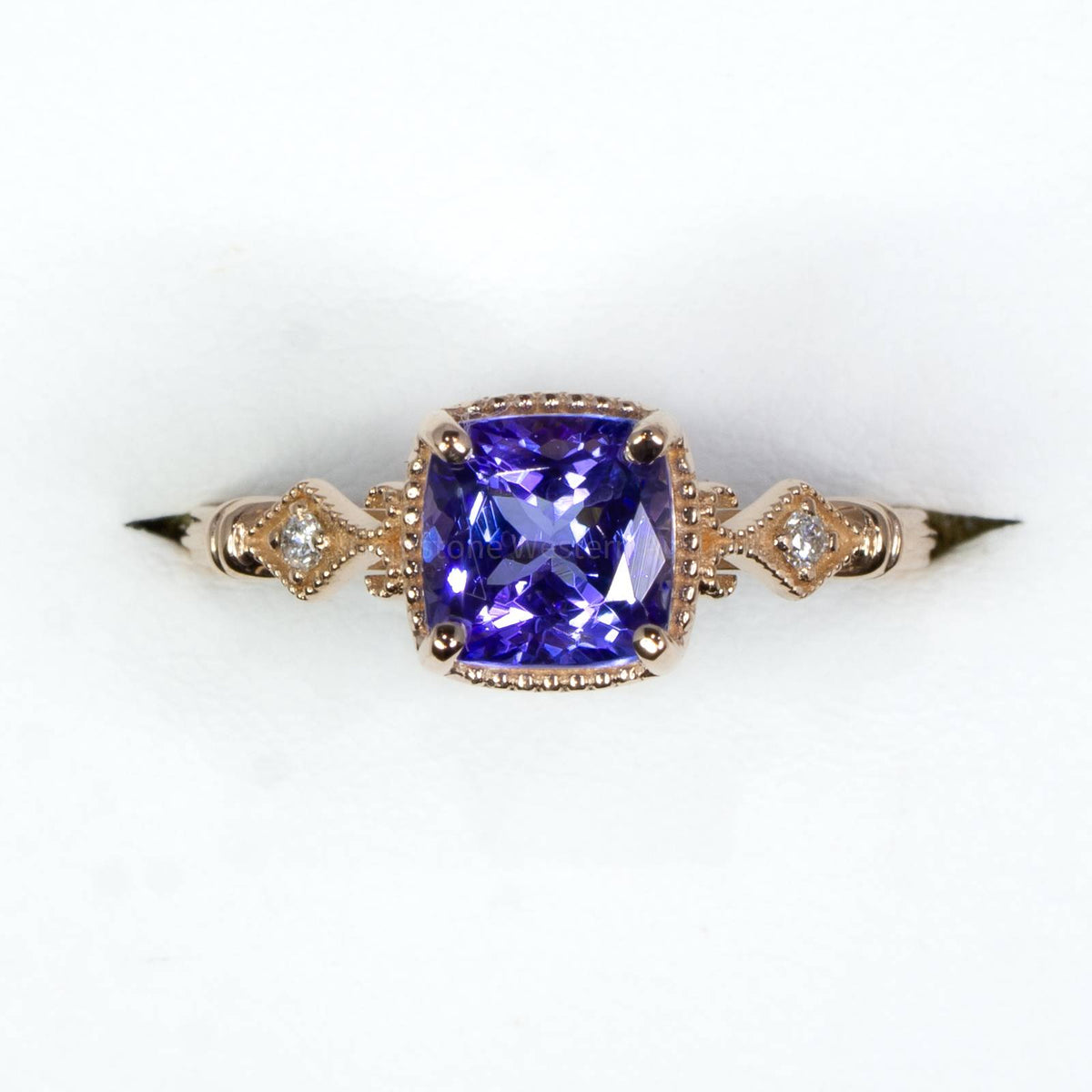 1.57ct Tanzanite and Diamond Ring in 14K Rose Gold
