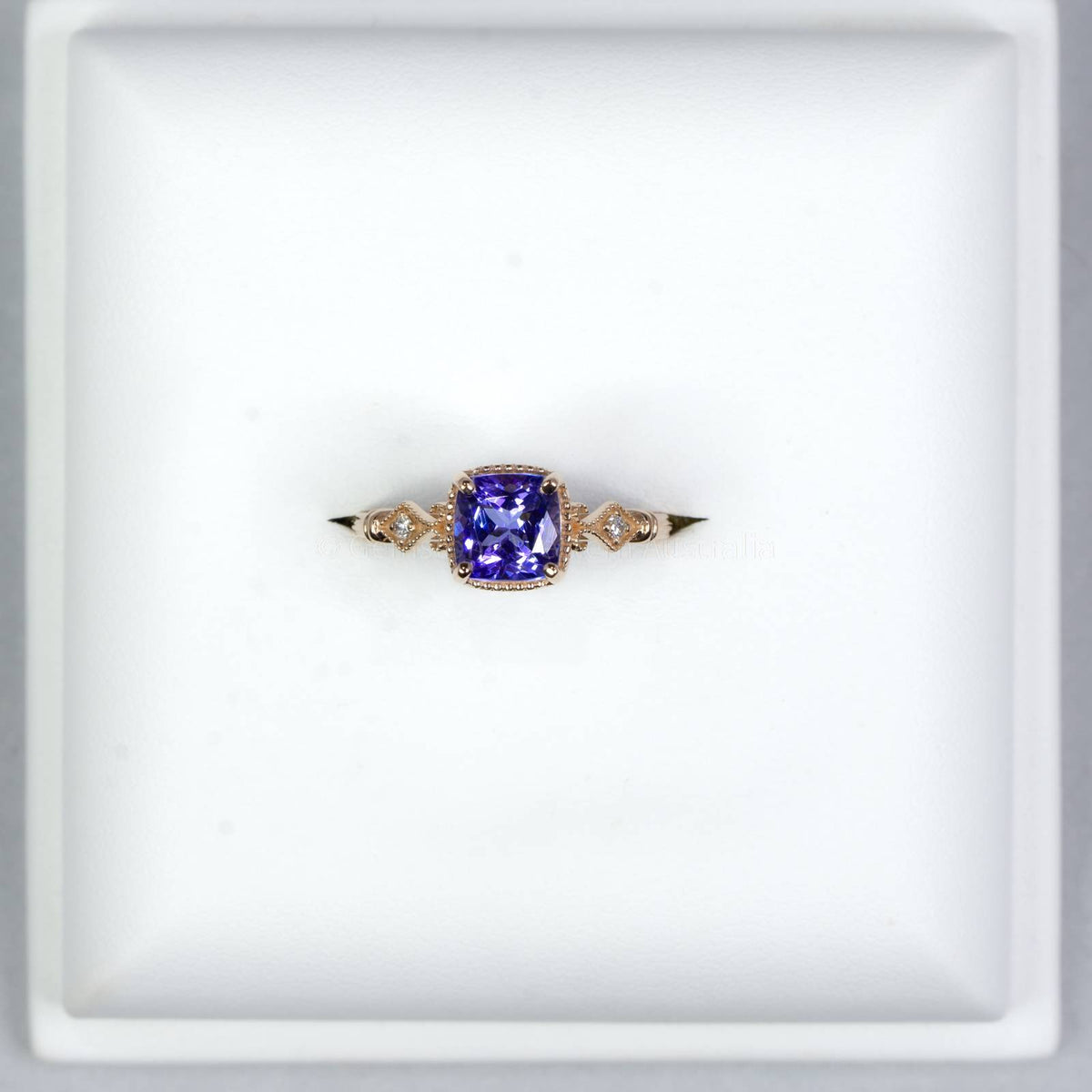 1.57ct Tanzanite and Diamond Ring in 14K Rose Gold