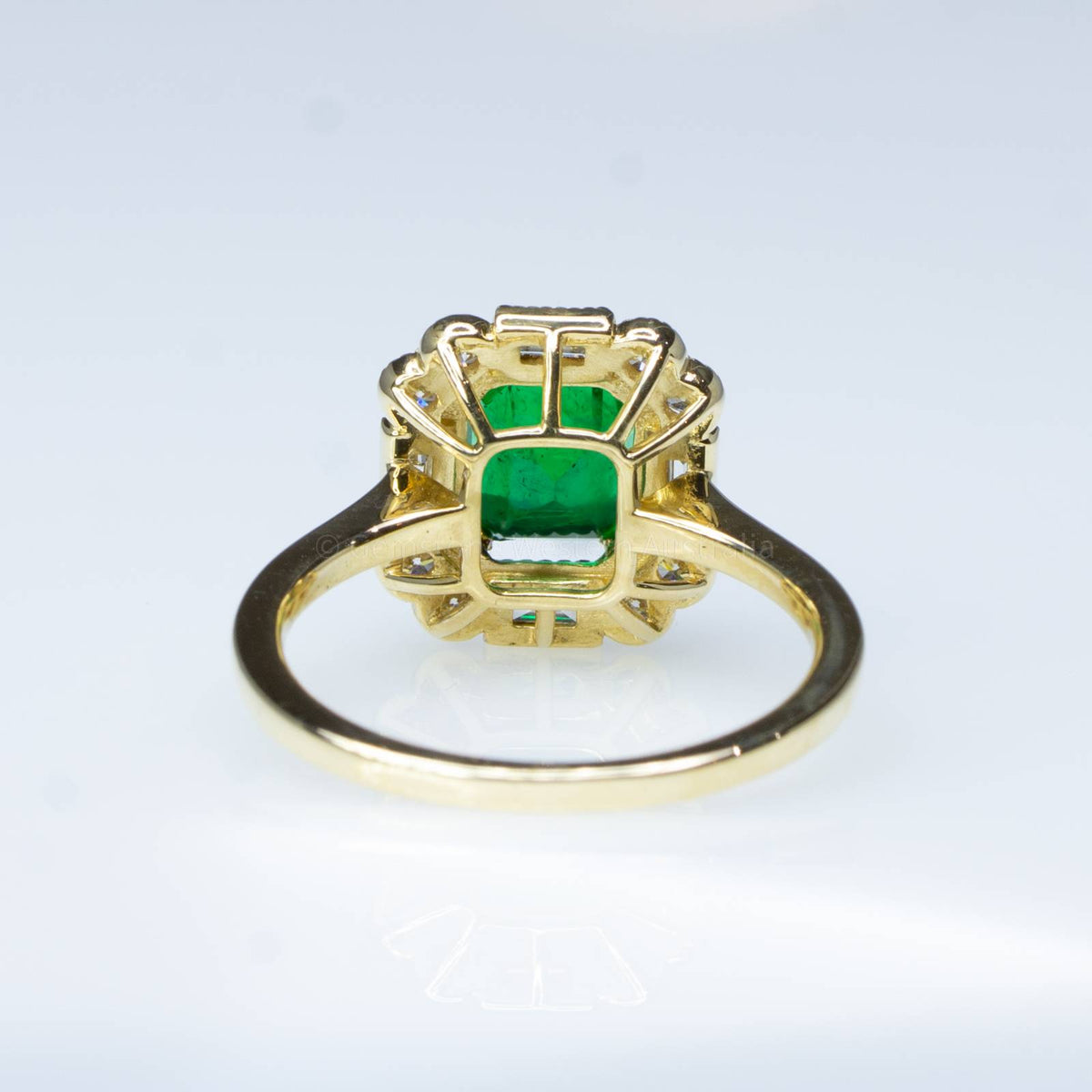 Art Deco Style Colombian Emerald Ring Emerald and Diamond Dress / Statement Ring