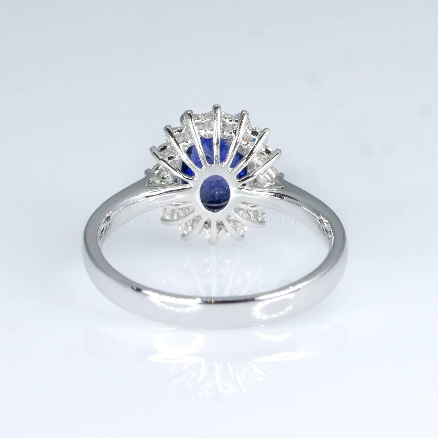 Royal Vivid Blue Sapphire & Diamond Ring 18k Gold Diana Inspired Design