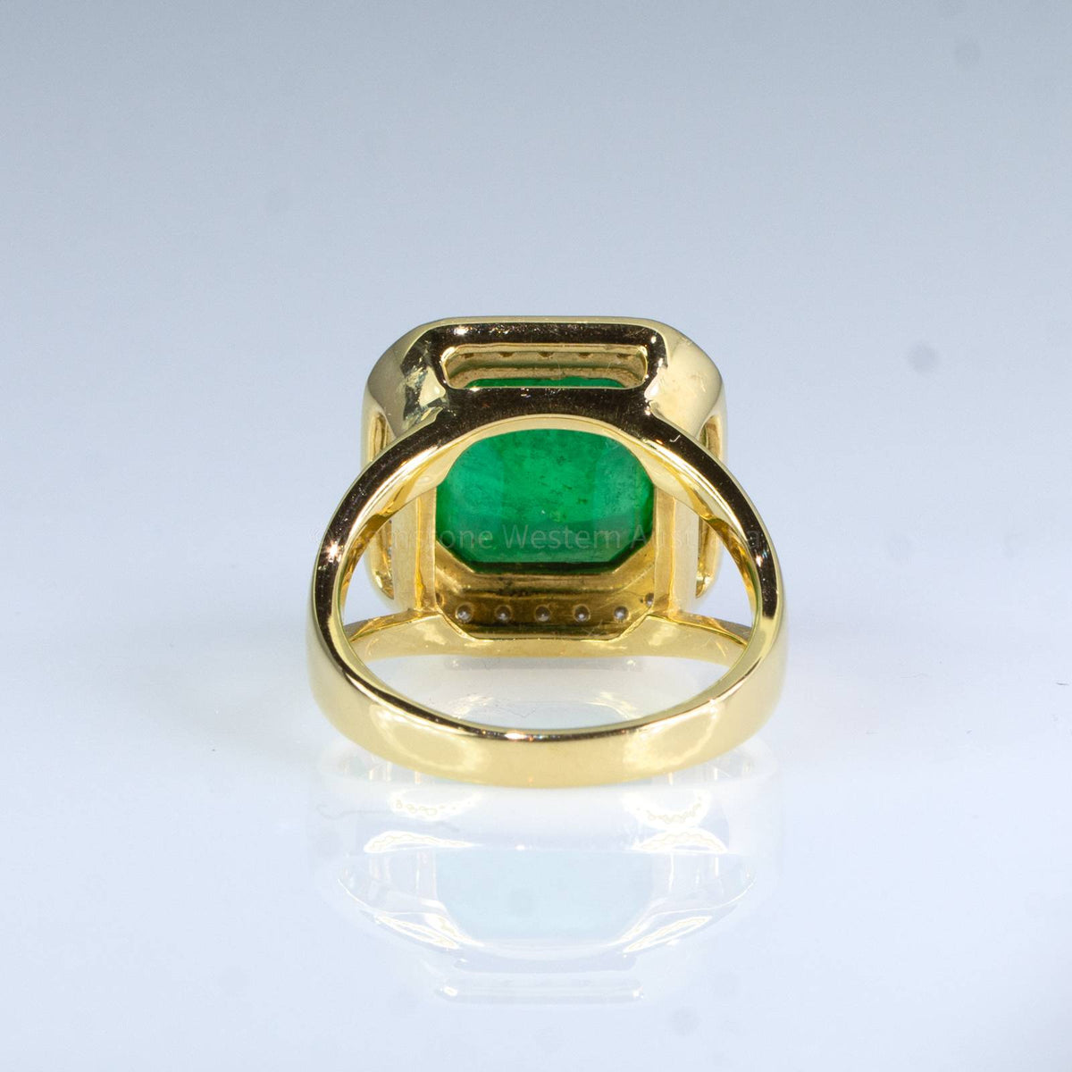 4.82ct Colombian Emerald Statement Ring with Diamond Halo in 18K Gold