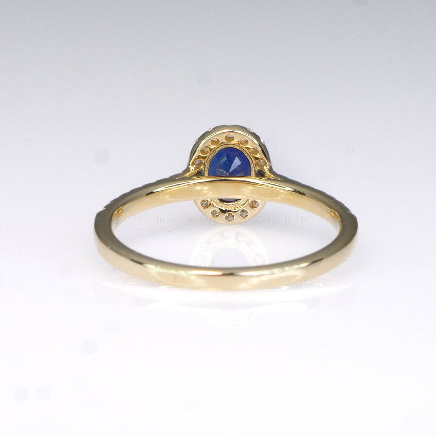 Natural Unheated Blue Sapphire Ring Sapphire Diamond Halo Ring in 18K Yellow Gold