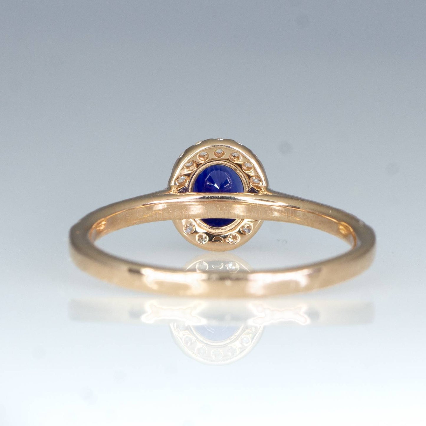 Natural Unheated Blue Sapphire Ring Sapphire Diamond Halo Ring in 18K Rose Gold