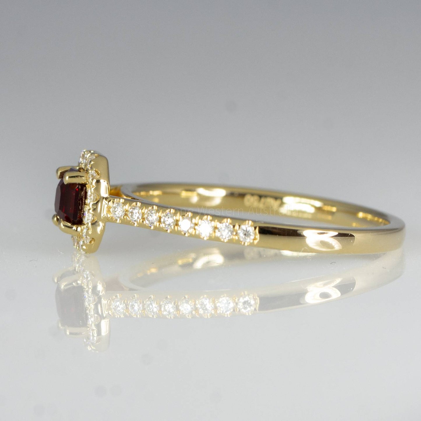 Natural Ruby Diamond Ring Ruby Halo Engagement Ring 18K Gold