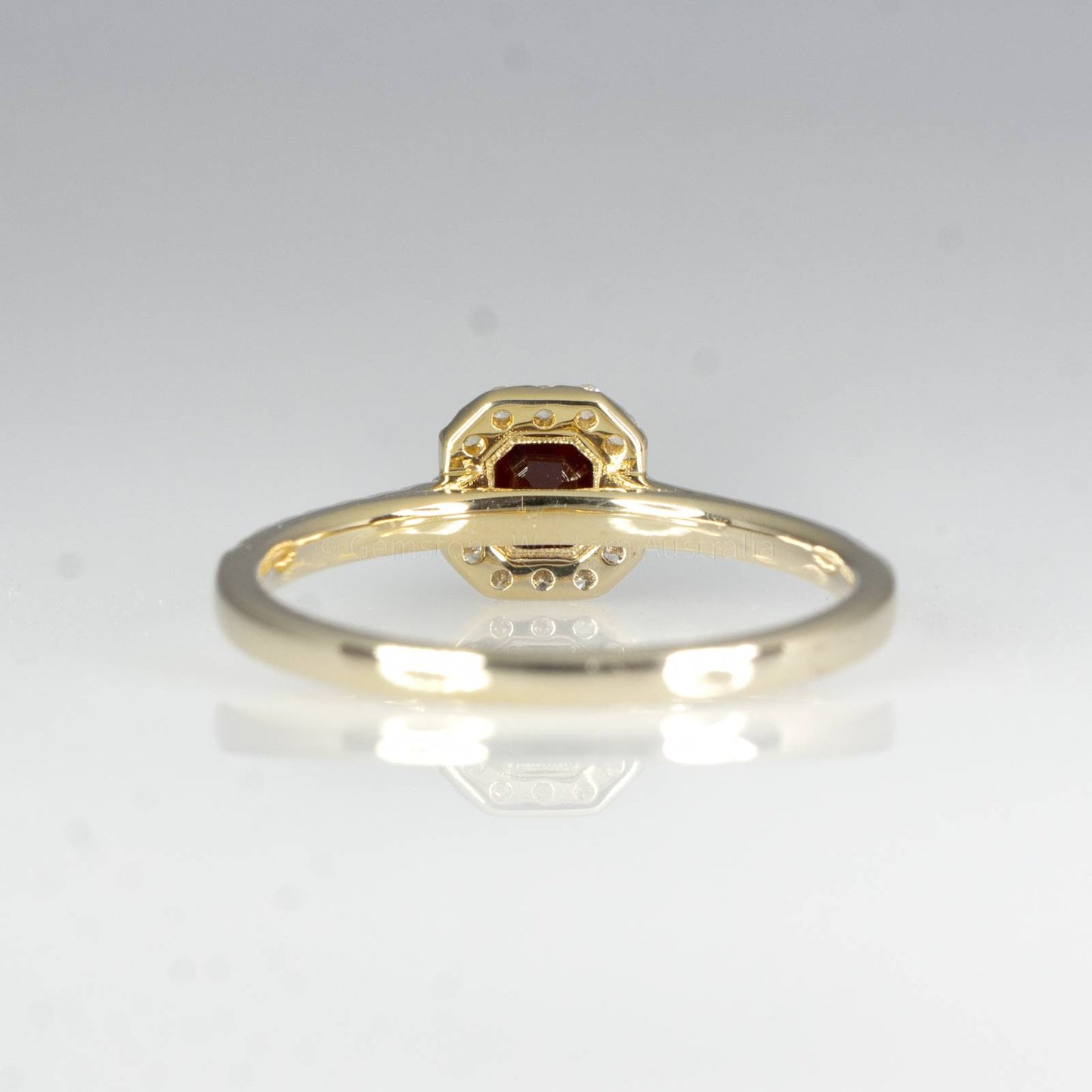 Natural Ruby Diamond Ring Ruby Halo Engagement Ring 18K Gold