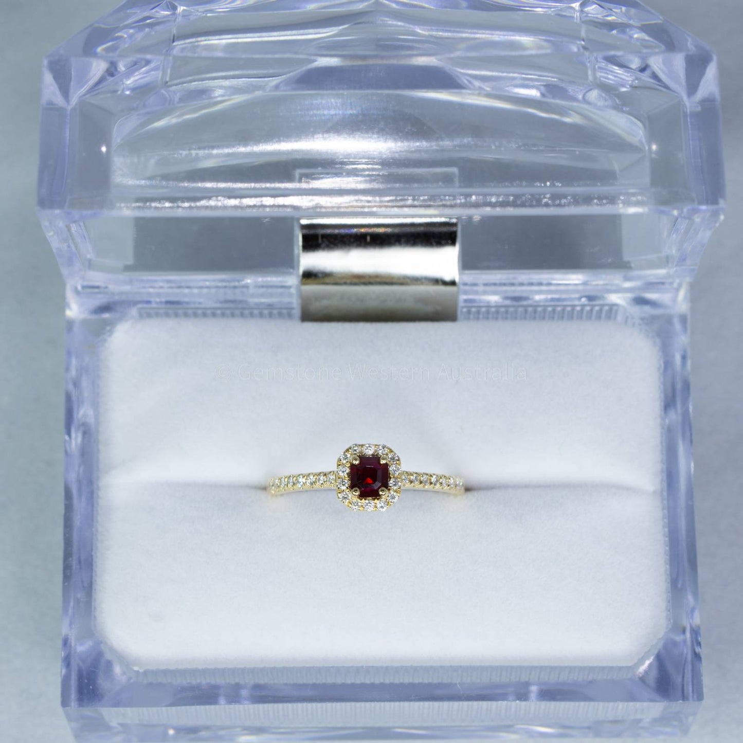 Natural Ruby Diamond Ring Ruby Halo Engagement Ring 18K Gold