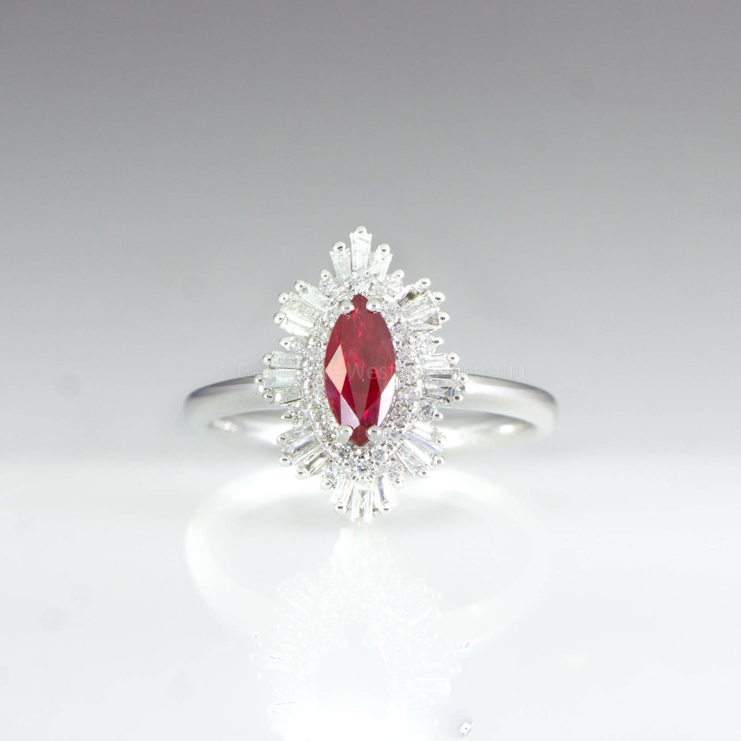 Art Deco Unheated Vivid Red Ruby Ring and Diamonds | Ruby and Diamonds Ring