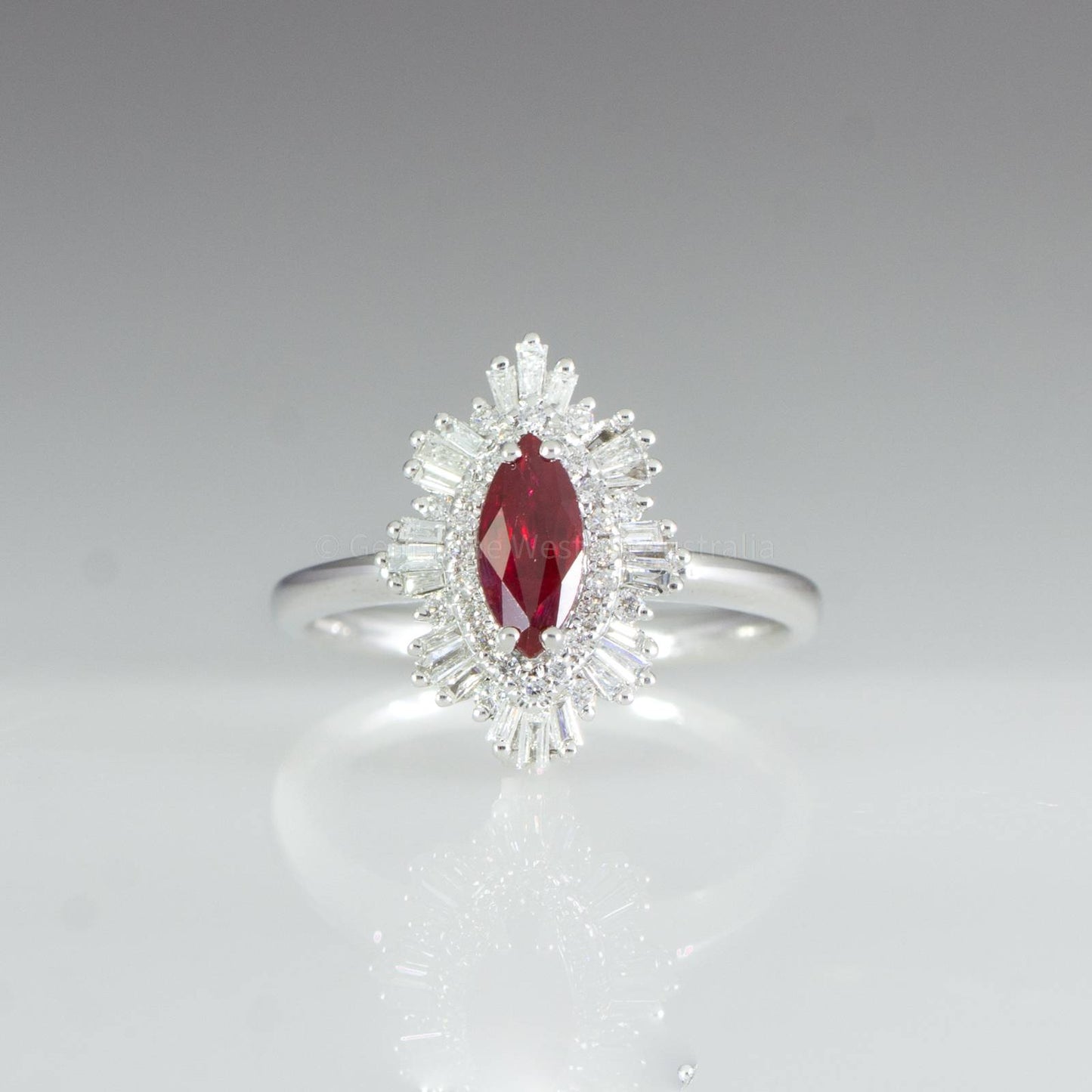 Art Deco Unheated Vivid Red Ruby Ring and Diamonds | Ruby and Diamonds Ring