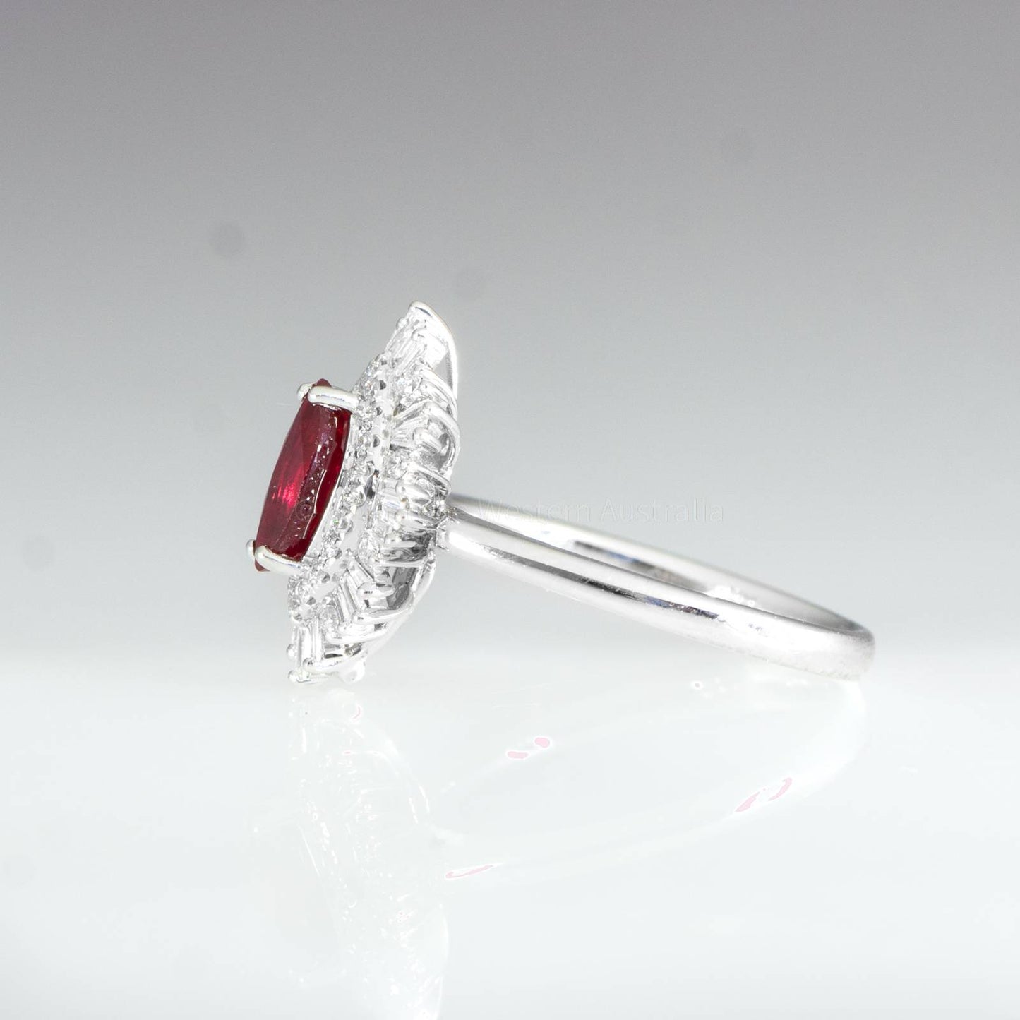 Art Deco Unheated Vivid Red Ruby Ring and Diamonds | Ruby and Diamonds Ring