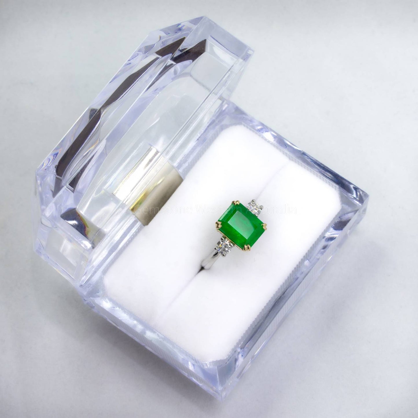 Colombian Emerald and Diamond Three Stone Ring GIA Certified