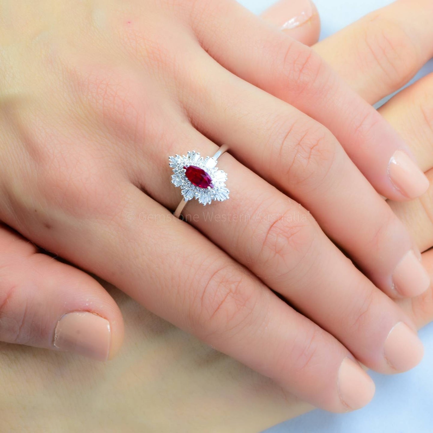 Art Deco Unheated Vivid Red Ruby Ring and Diamonds | Ruby and Diamonds Ring
