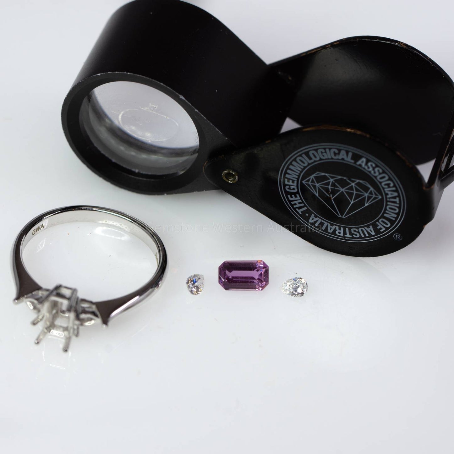Unheated Pink Sapphire and Diamond Ring in White Gold