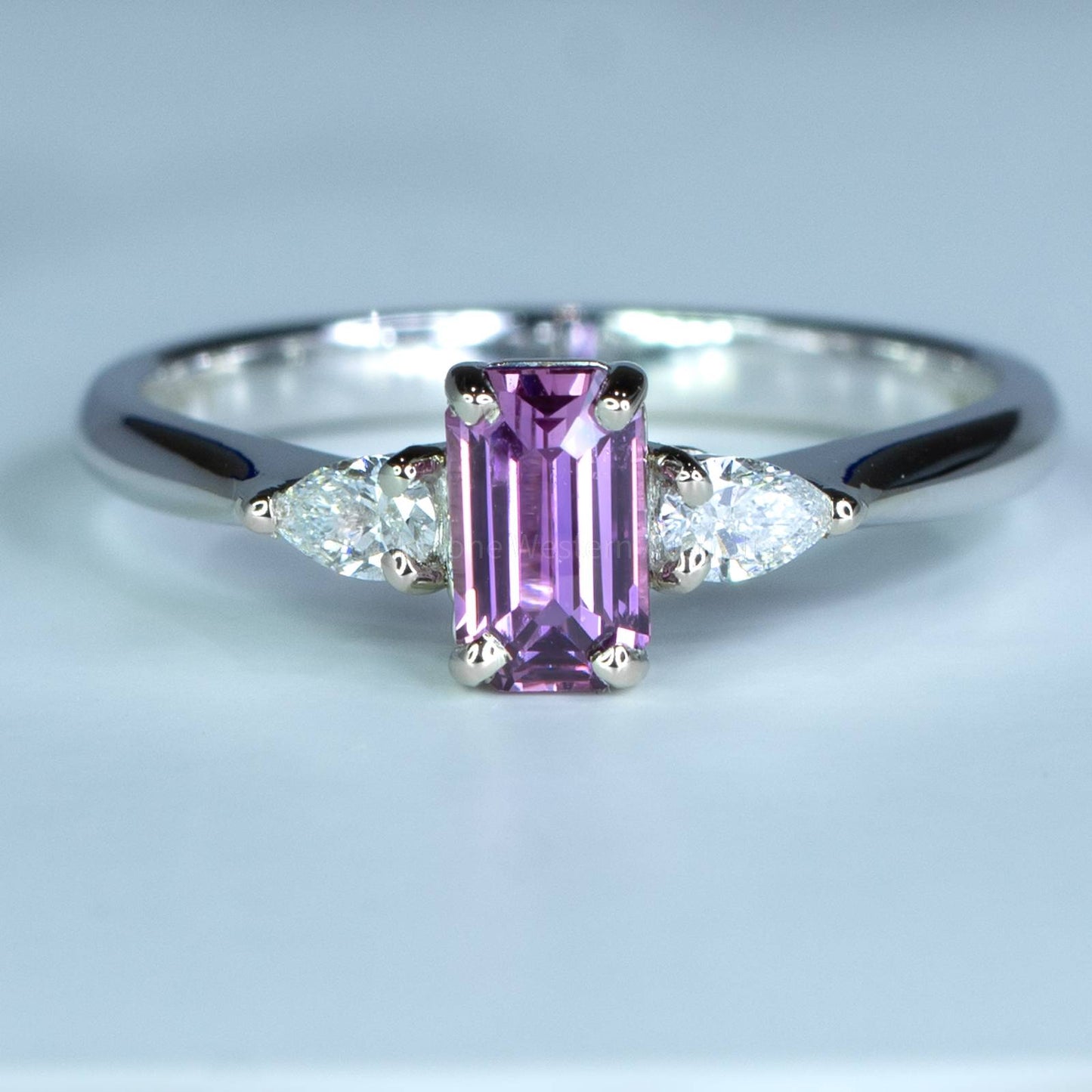 Unheated Pink Sapphire and Diamond Ring in White Gold