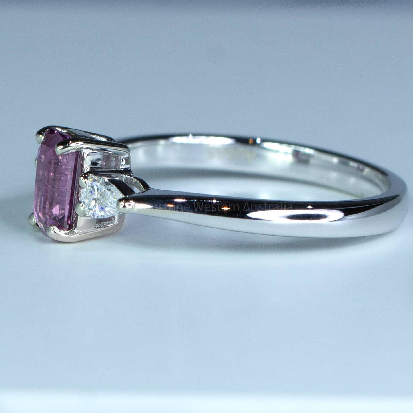 Unheated Pink Sapphire and Diamond Ring in White Gold