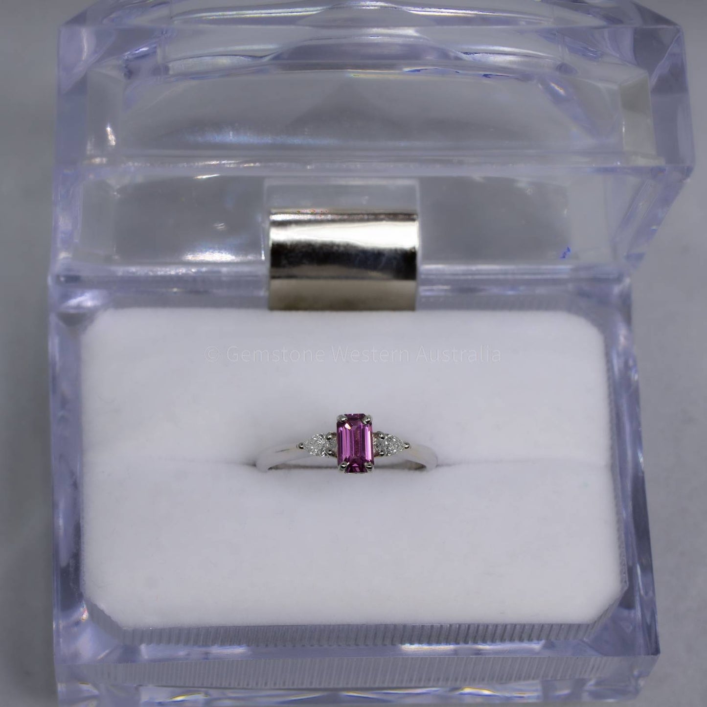 Unheated Pink Sapphire and Diamond Ring in White Gold