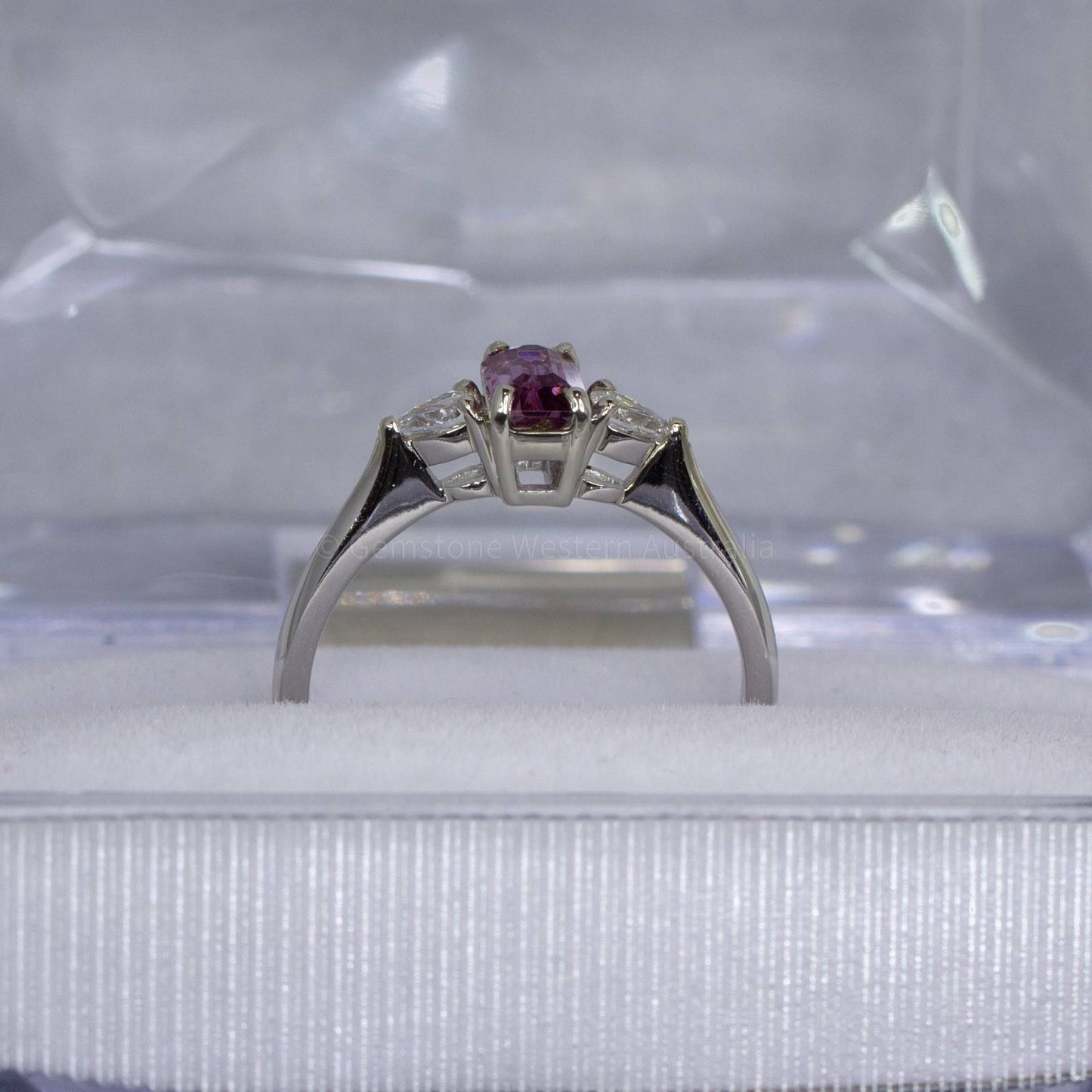 Unheated Pink Sapphire and Diamond Ring in White Gold