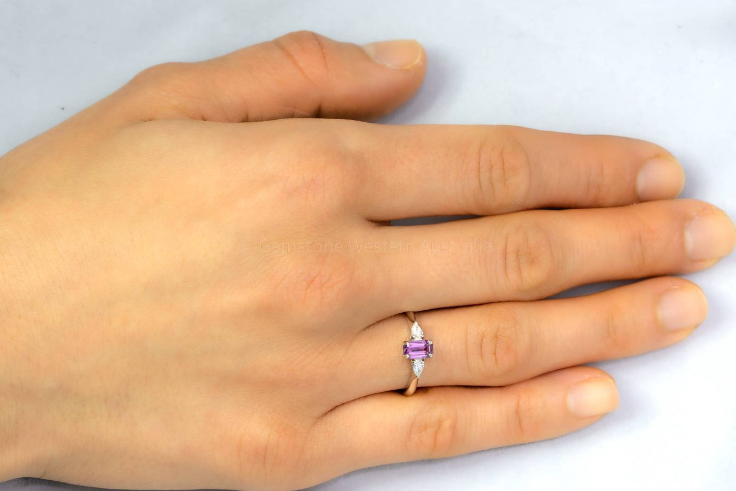 Unheated Pink Sapphire and Diamond Ring in White Gold