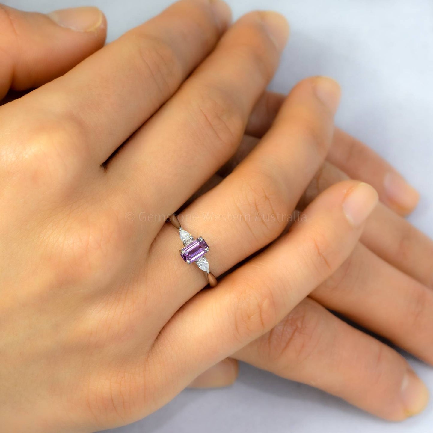 Unheated Pink Sapphire and Diamond Ring in White Gold
