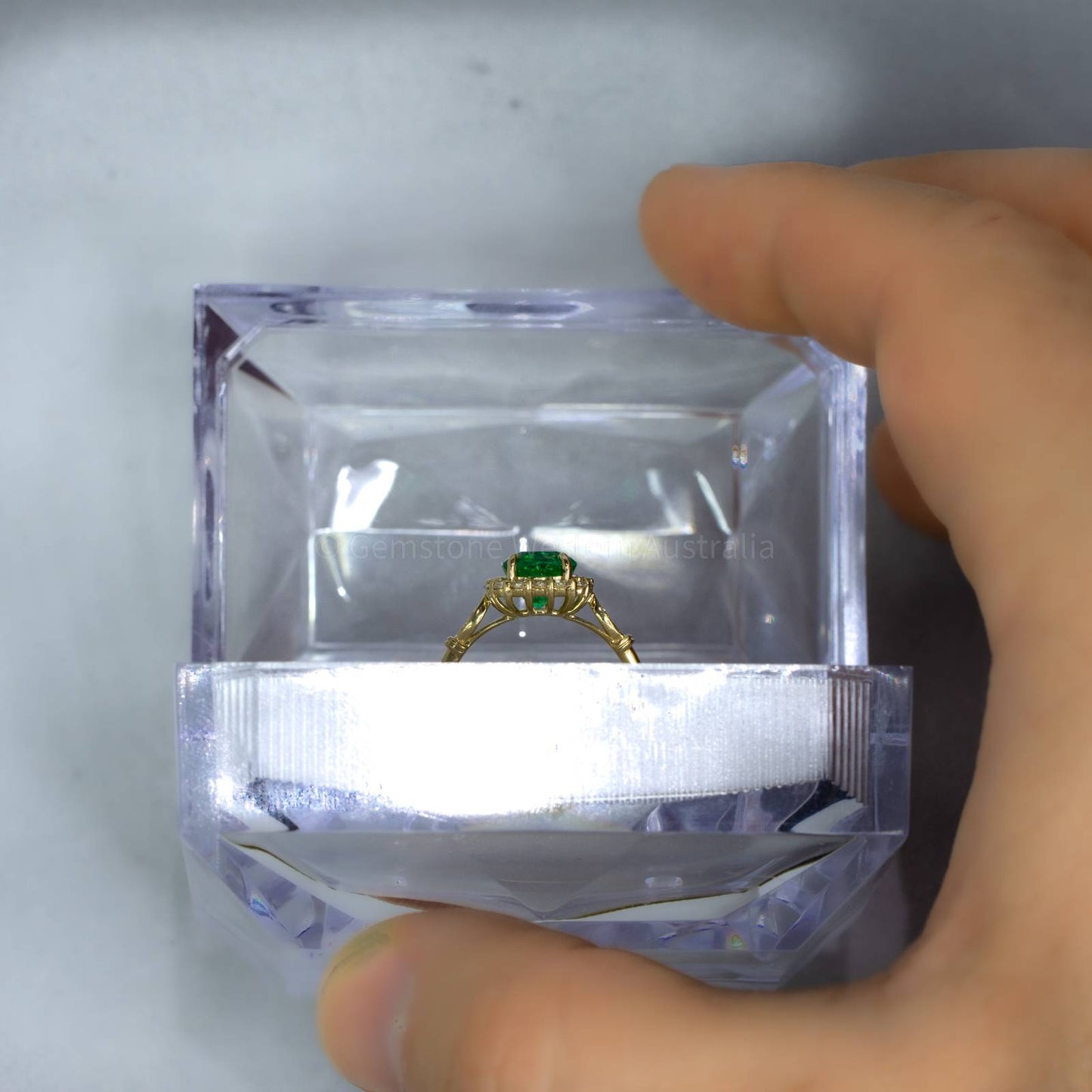 1.9ct Colombian Emerald Statement Ring Emerald Halo Ring in 18K Yellow Gold