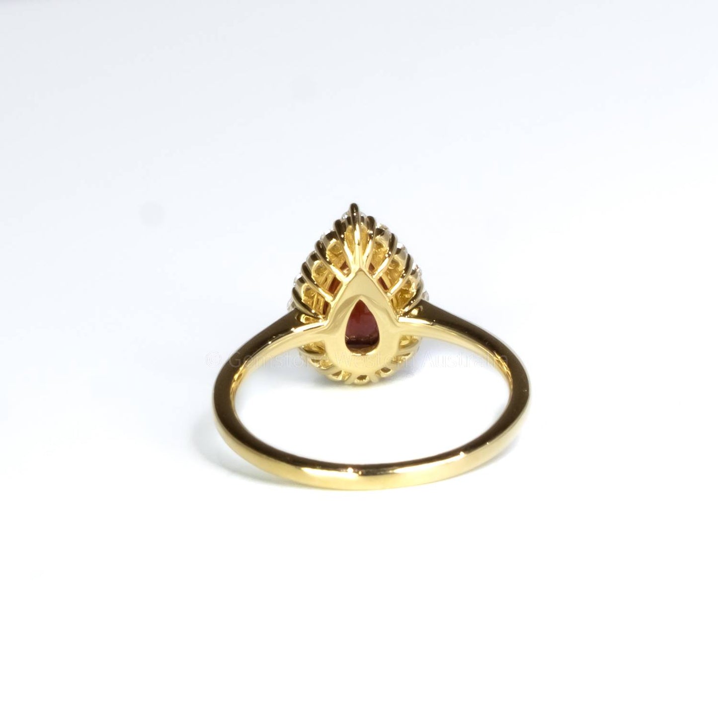 Unheated Natural Ruby 1.61ct Pear Ruby Halo Ring