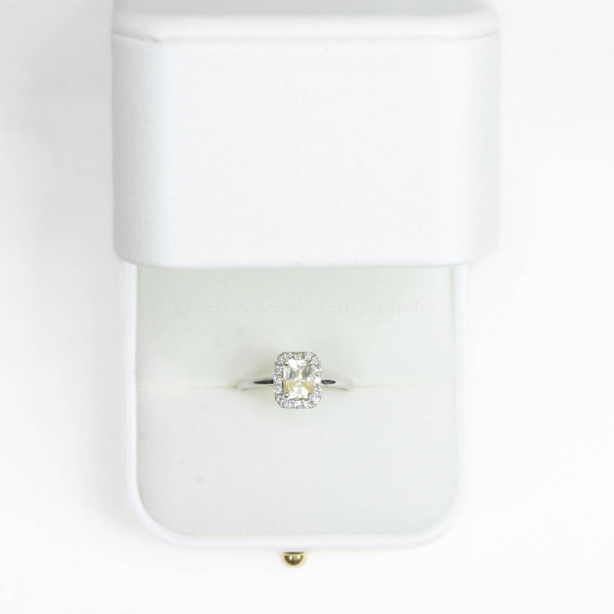 Yellow Sapphire Halo Engagement Ring 18K White Gold
