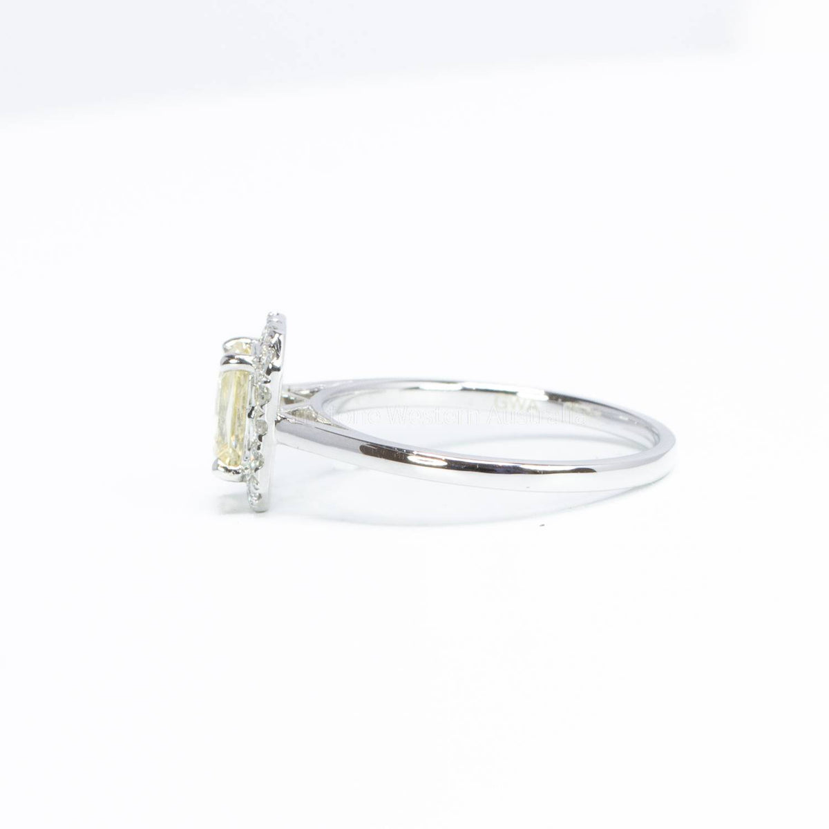 Yellow Sapphire Halo Engagement Ring 18K White Gold