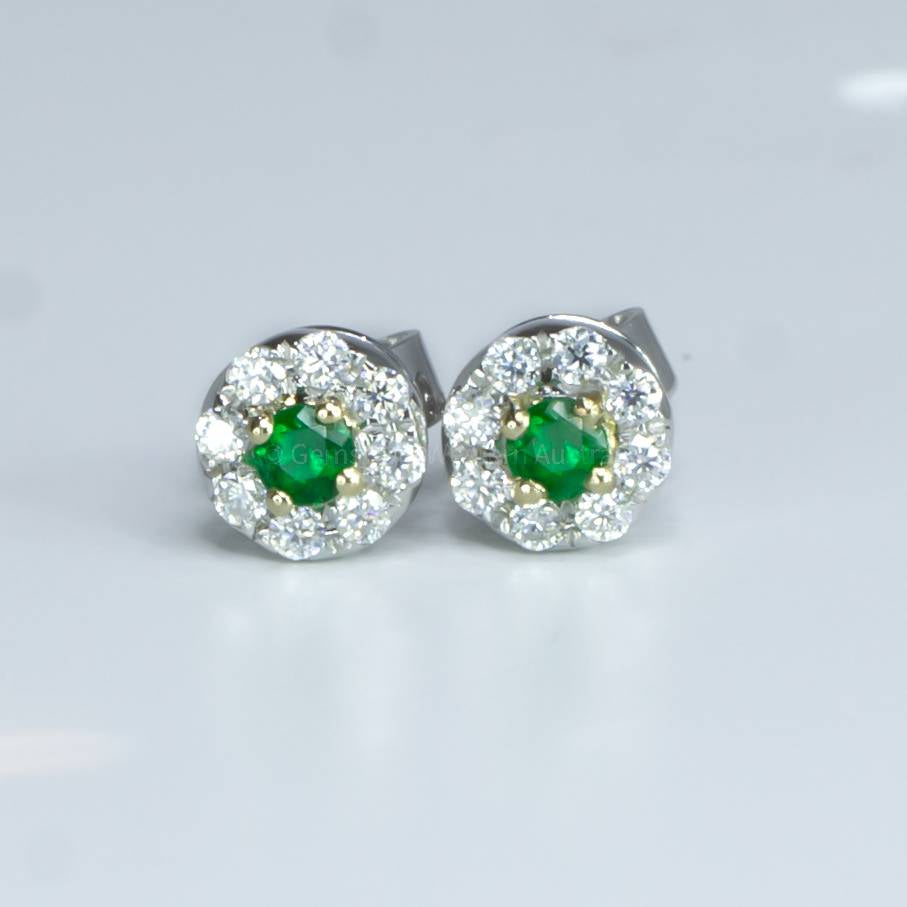 Natural Colombian Emerald Stud Earrings in 9K Gold