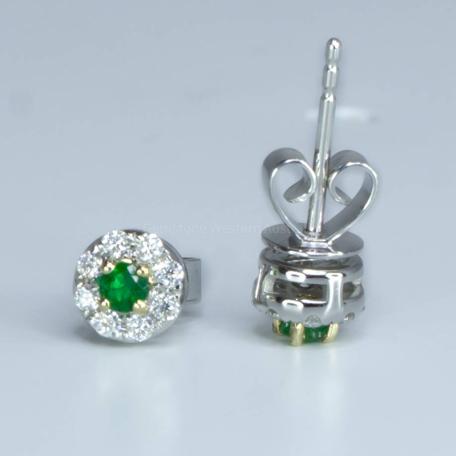 Natural Colombian Emerald Stud Earrings in 9K Gold