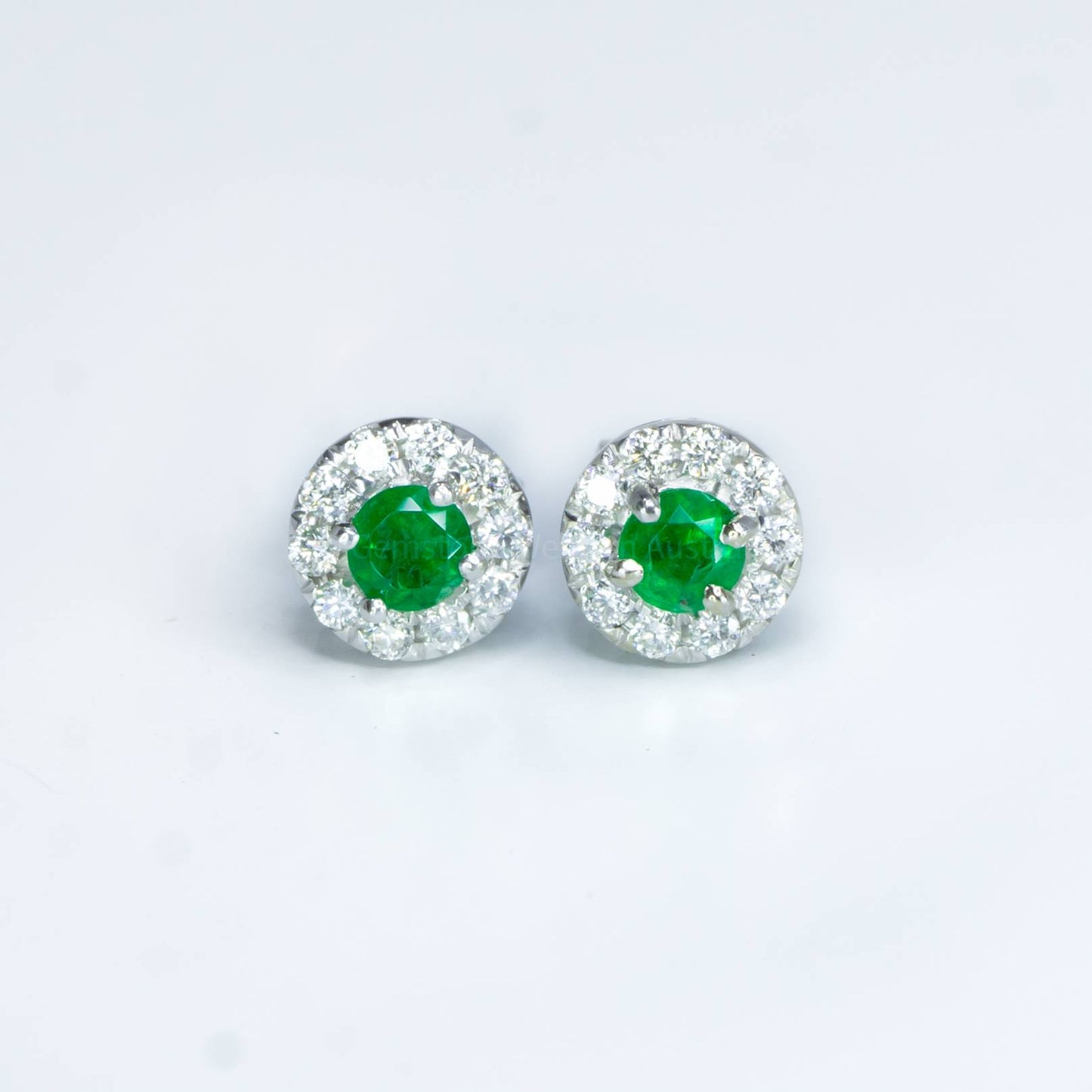 Colombian Emerald Diamond Studs Earrings in 18K Gold