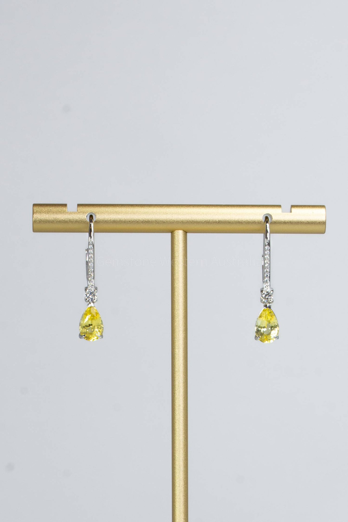 Natural Unheated Yellow Sapphire Dangle Earrings Yellow Sapphire Diamond Earrings