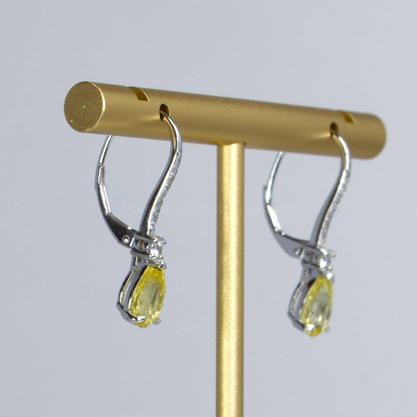 Natural Unheated Yellow Sapphire Dangle Earrings Yellow Sapphire Diamond Earrings