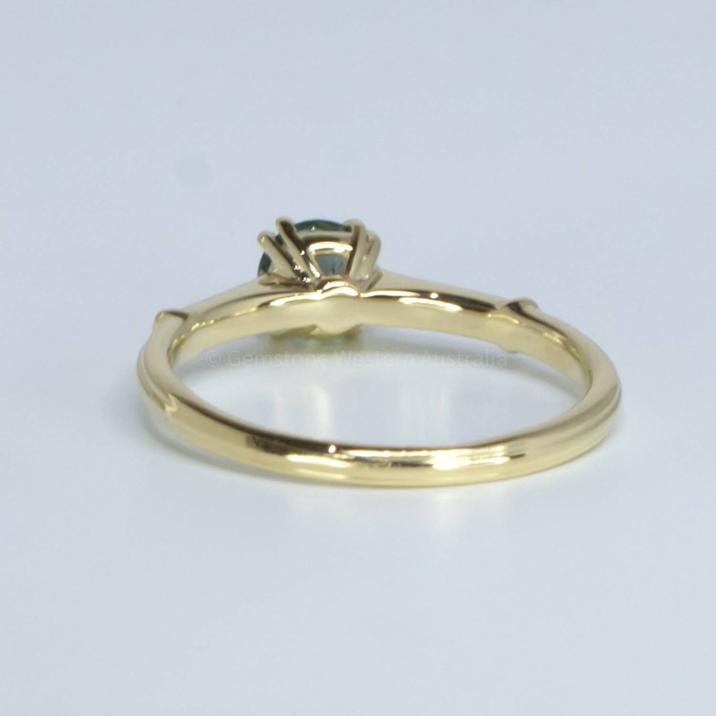 Unheated Teal Sapphire and Diamonds Ring Round Teal Sapphire and Diamond Ring