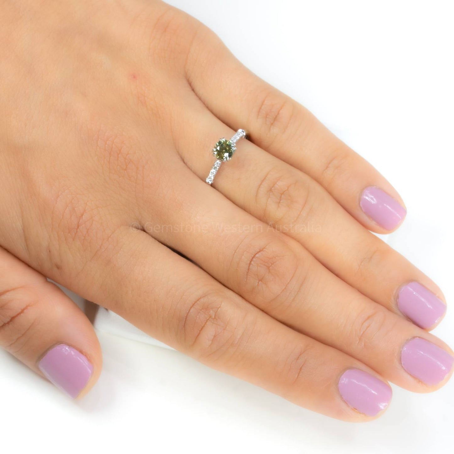 Round Teal Sapphire and Diamonds Ring Natural Teal Sapphire and Diamond Ring