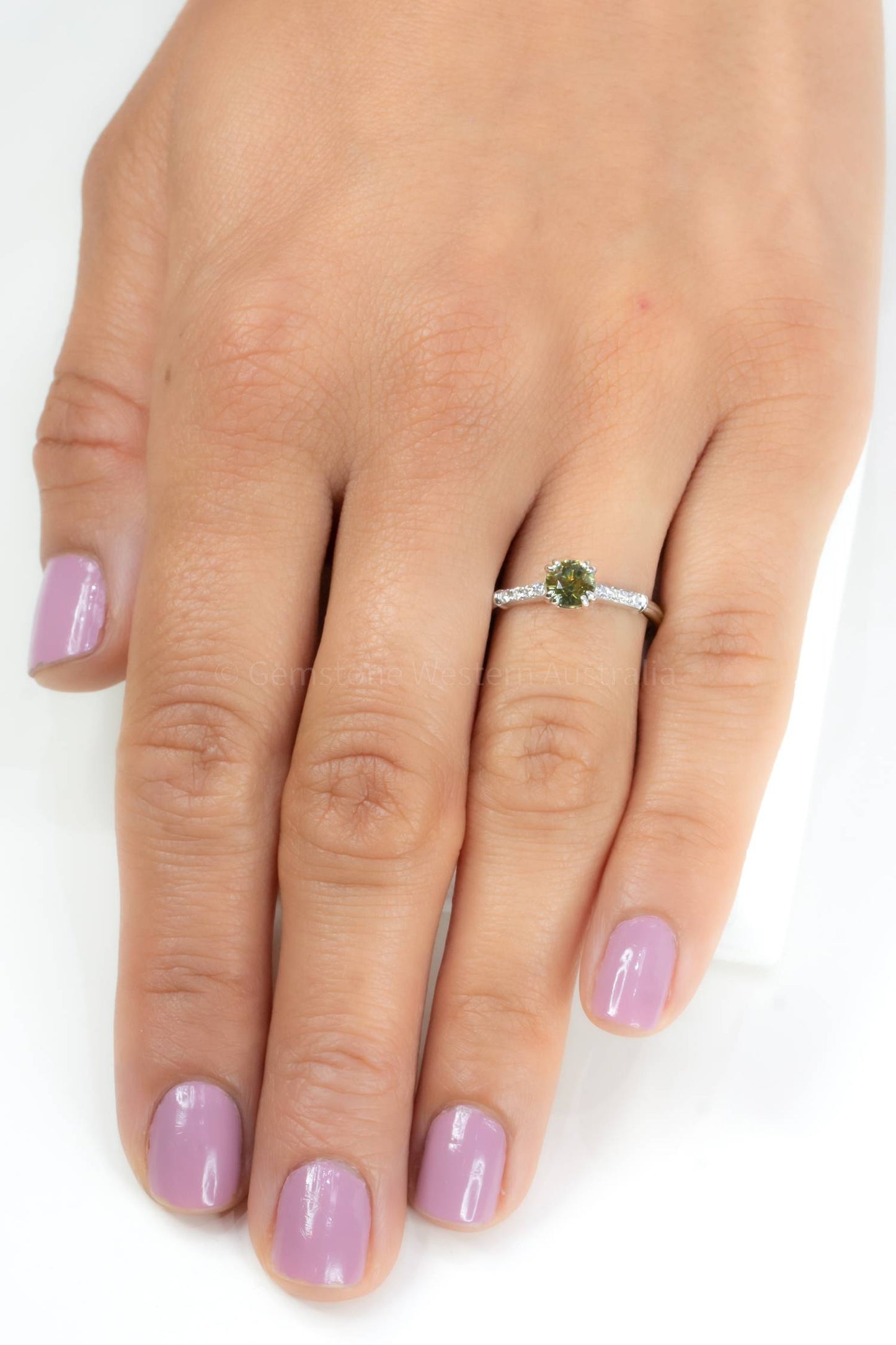 Round Teal Sapphire and Diamonds Ring Natural Teal Sapphire and Diamond Ring