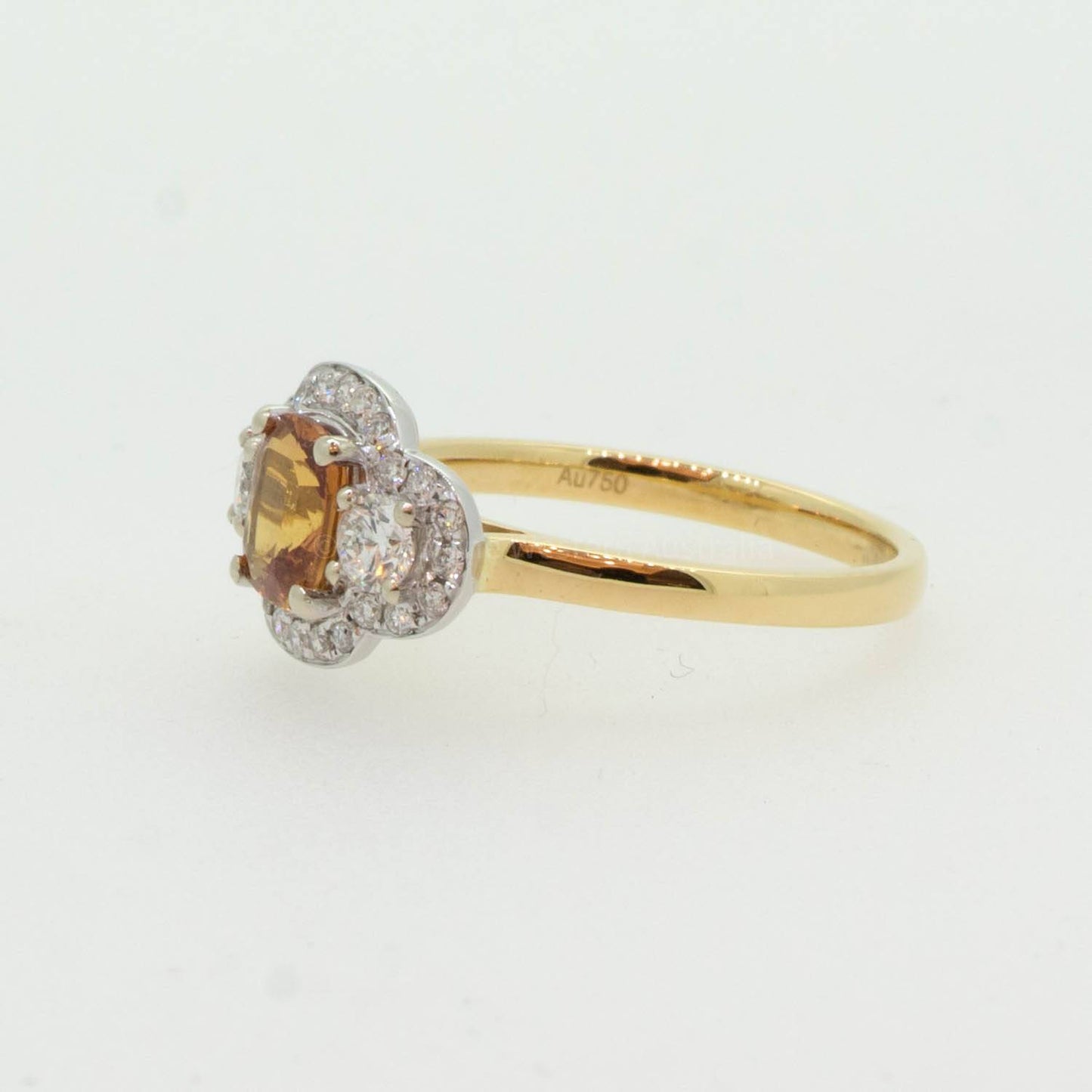 Padparadscha Sapphire and Diamonds Ring 1.60 Carats