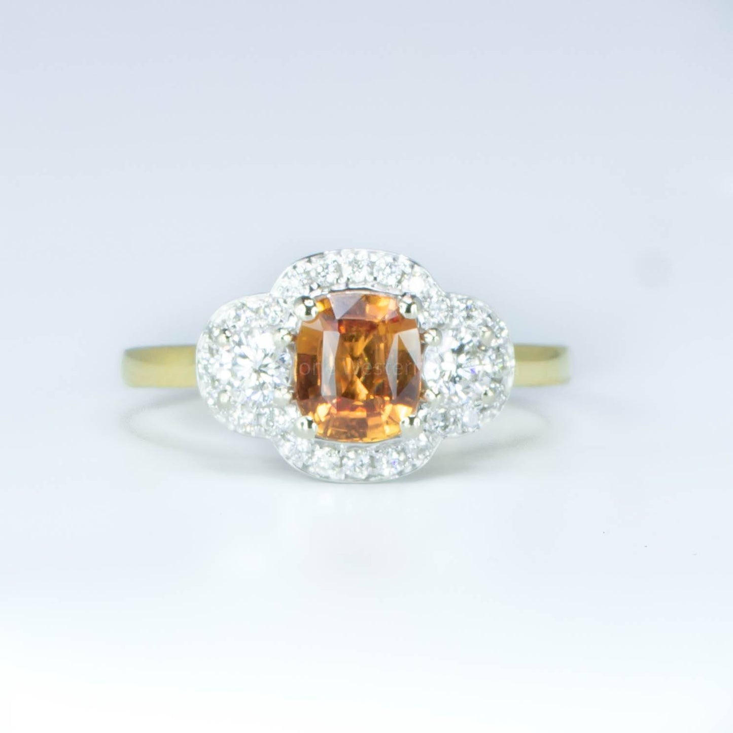 Padparadscha Sapphire and Diamonds Ring 1.60 Carats
