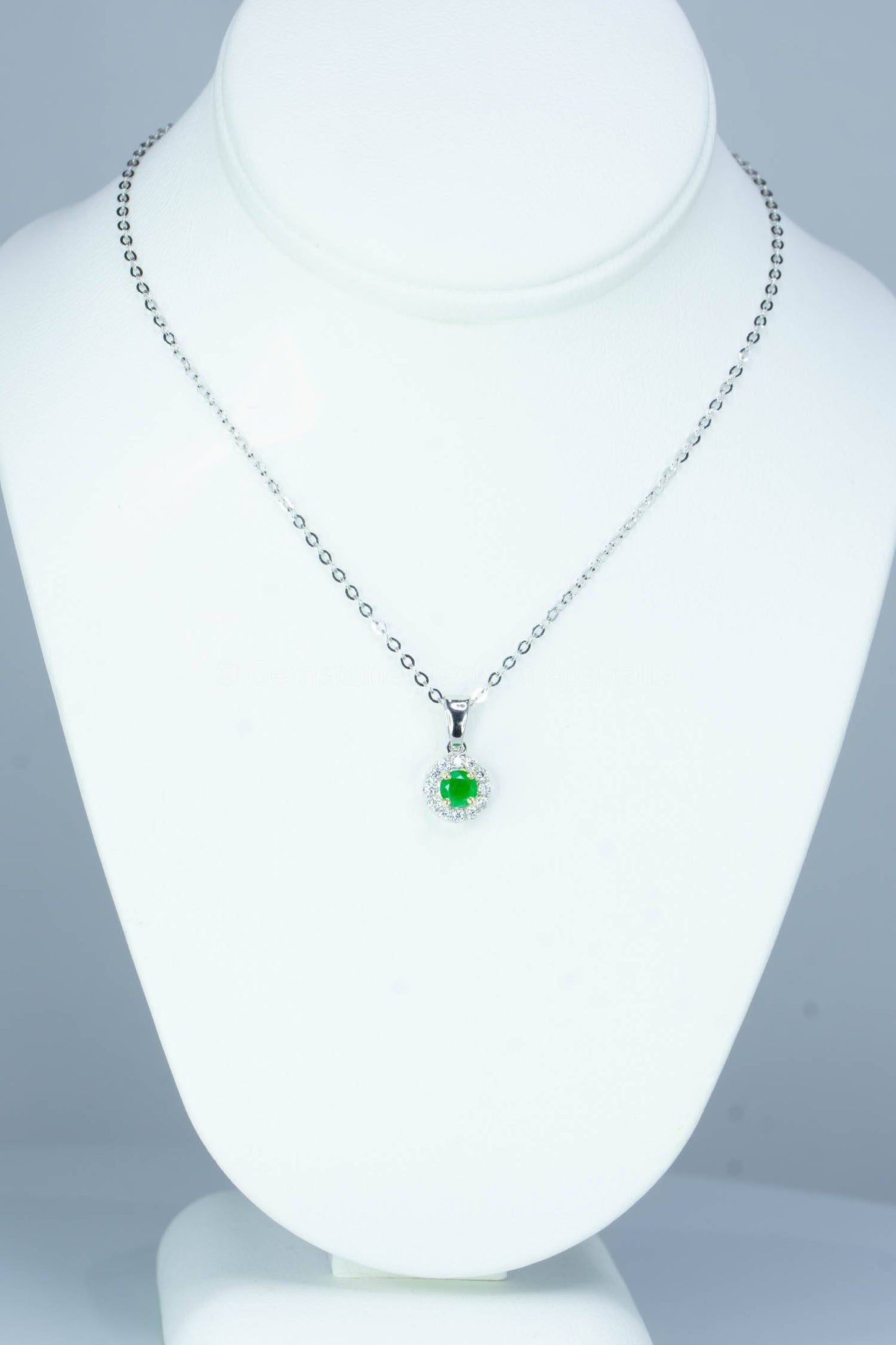 Natural Round Colombian Emerald Halo Pendant