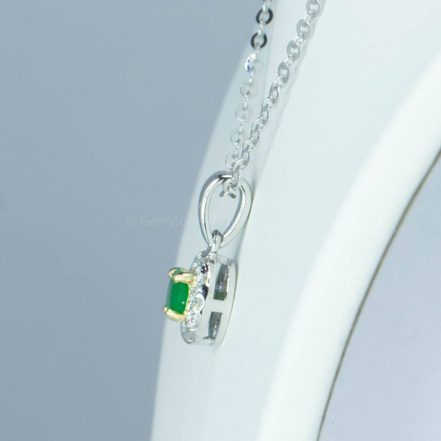 Natural Round Colombian Emerald Halo Pendant