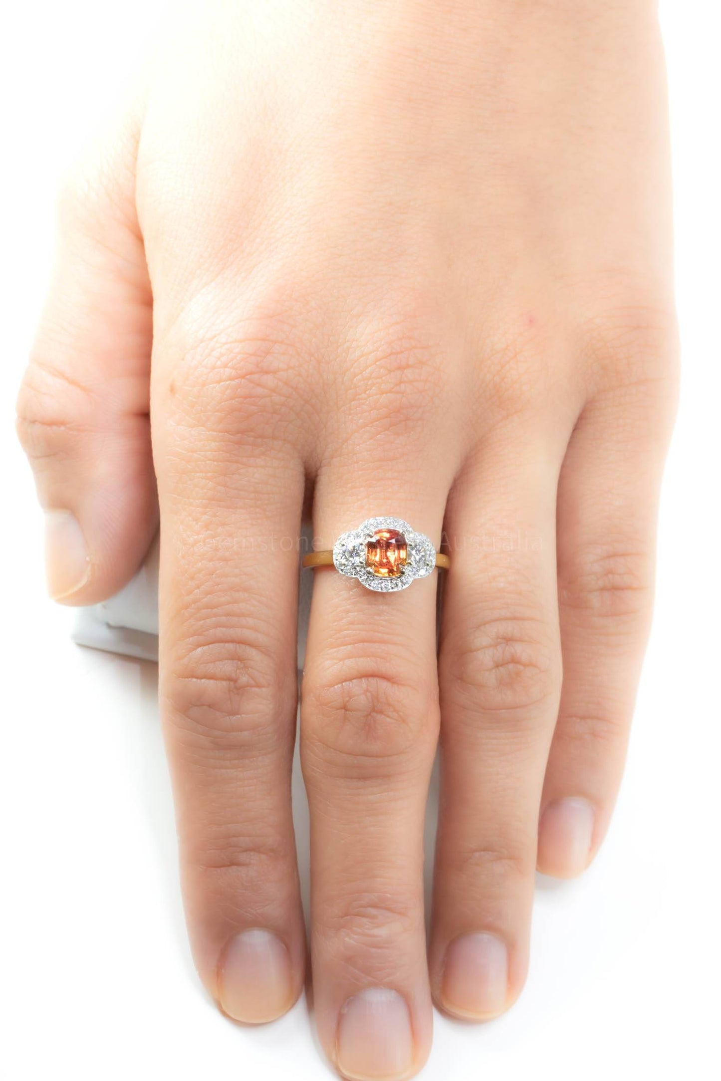 Padparadscha Sapphire and Diamonds Ring 1.60 Carats