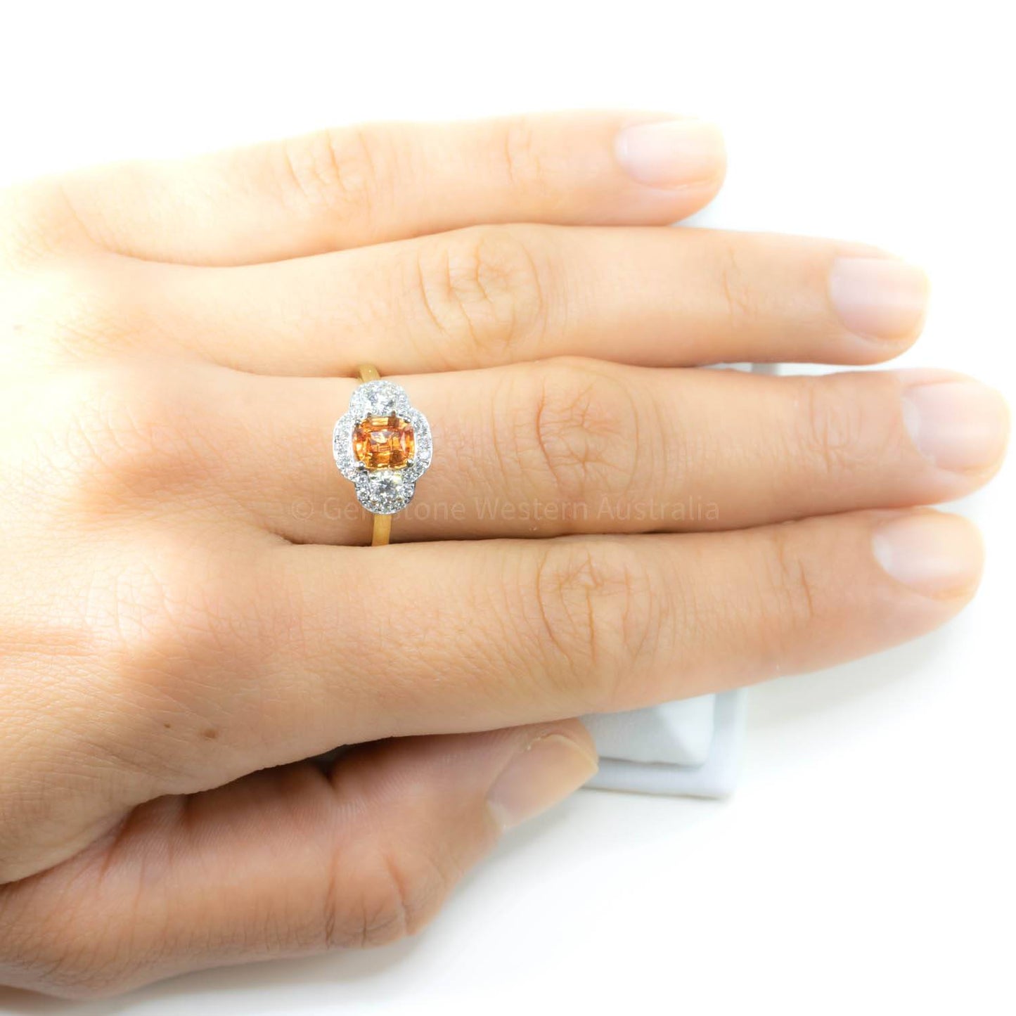 Padparadscha Sapphire and Diamonds Ring 1.60 Carats