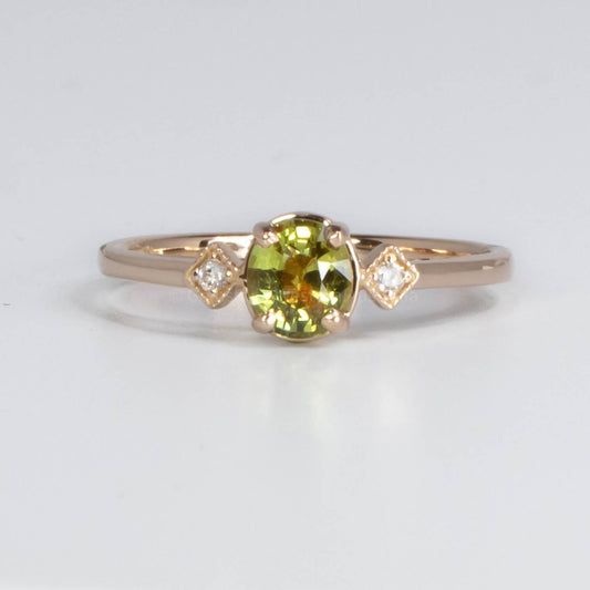 Natural Alexandrite and Diamonds Ring Three Stone Alexandrite Ring