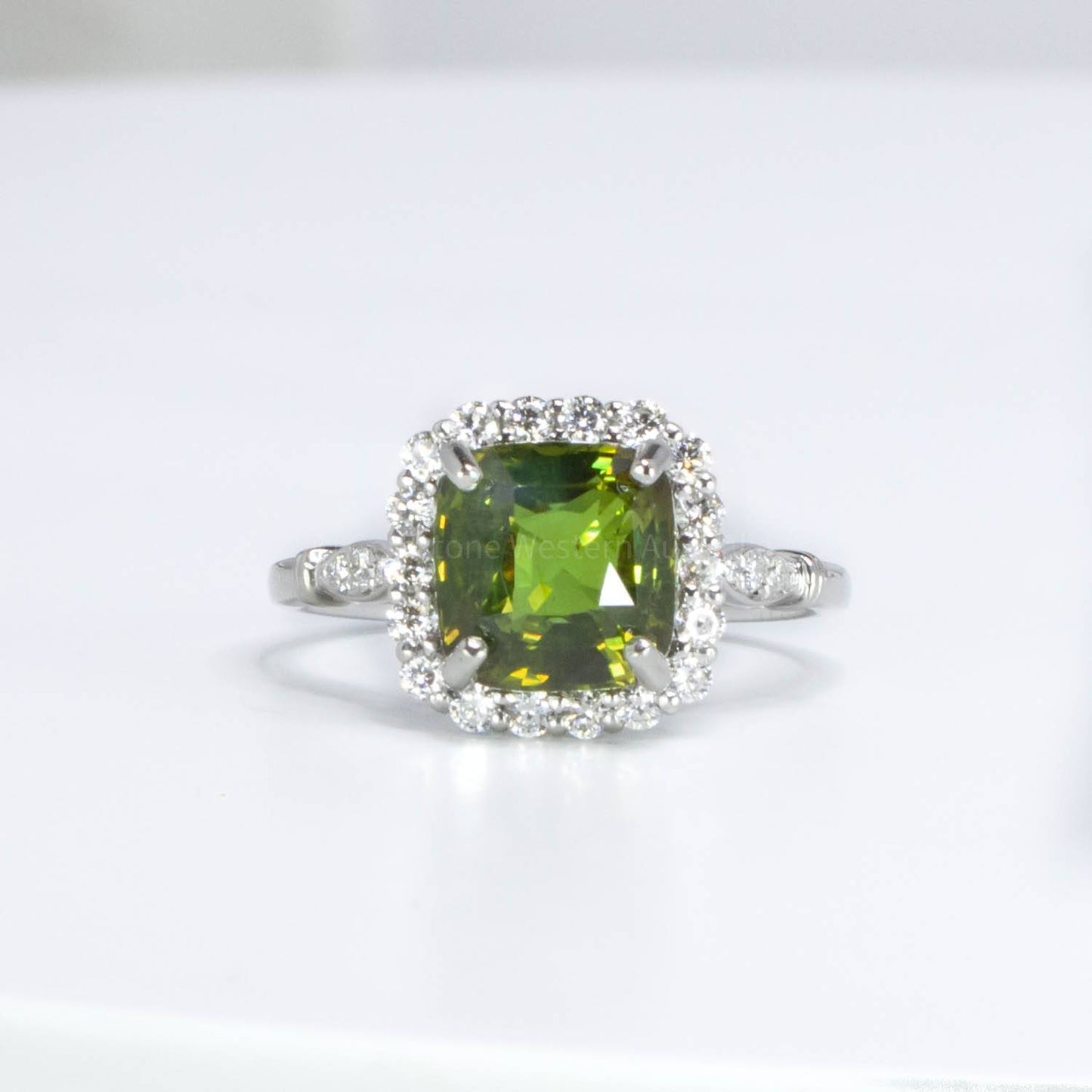 Alexandrite Diamond Halo Ring in Platinum 3.60ct Alexandrite