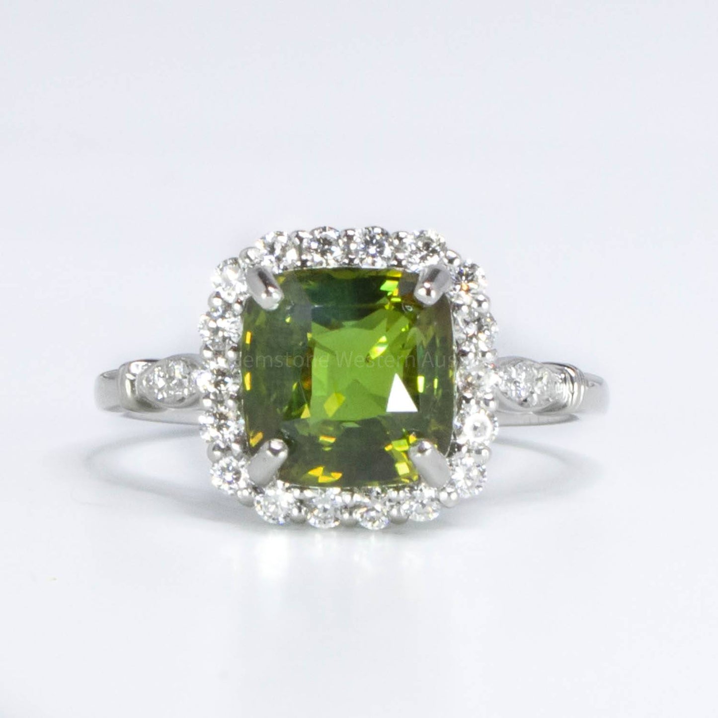Alexandrite Diamond Halo Ring in Platinum 3.60ct Alexandrite