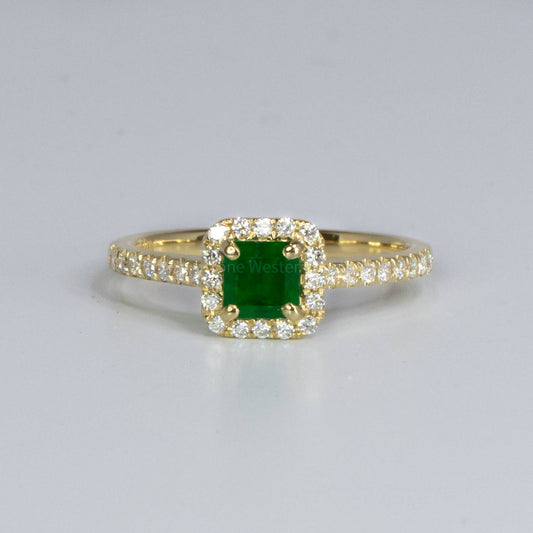 Natural Emerald and Diamonds Ring Colombian Emerald