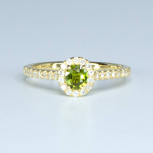 Colour Change Alexandrite Ring Alexandrite and Diamond Halo 18K Gold