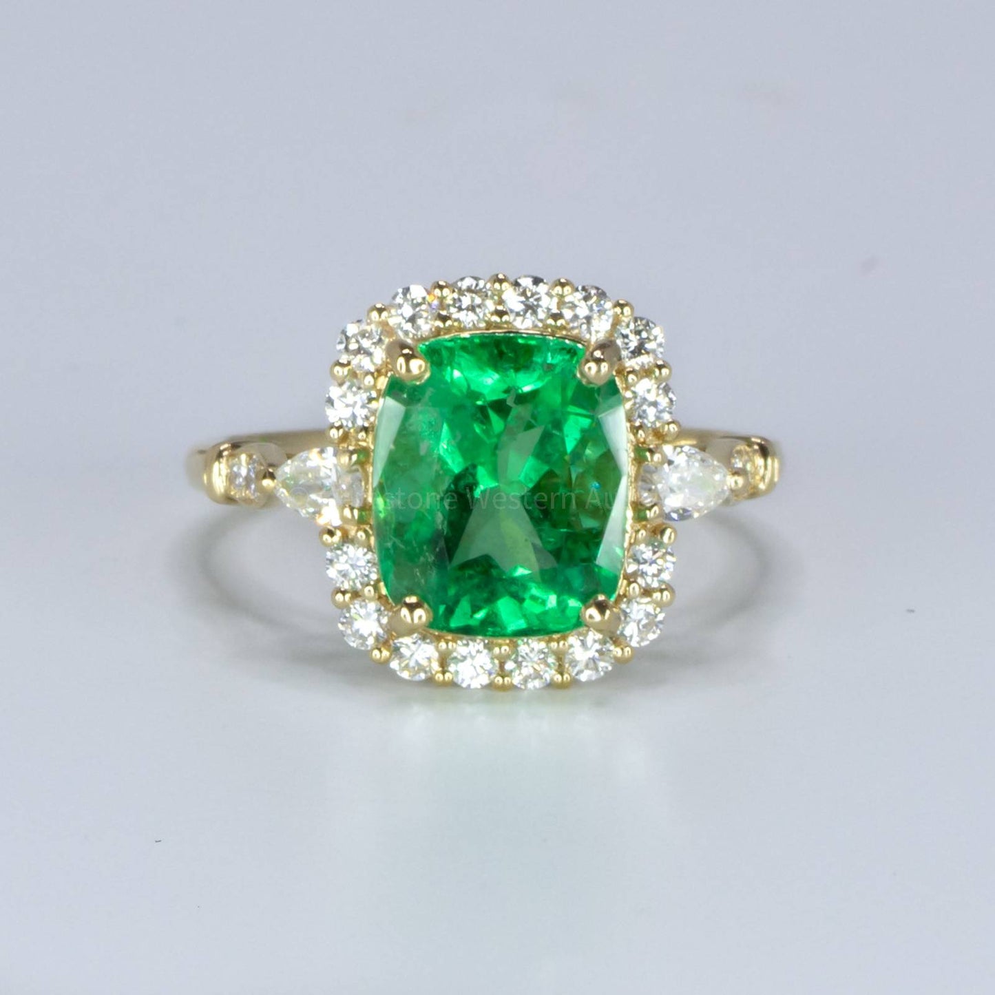 3.55ct Cushion Colombian Emerald Statement Ring