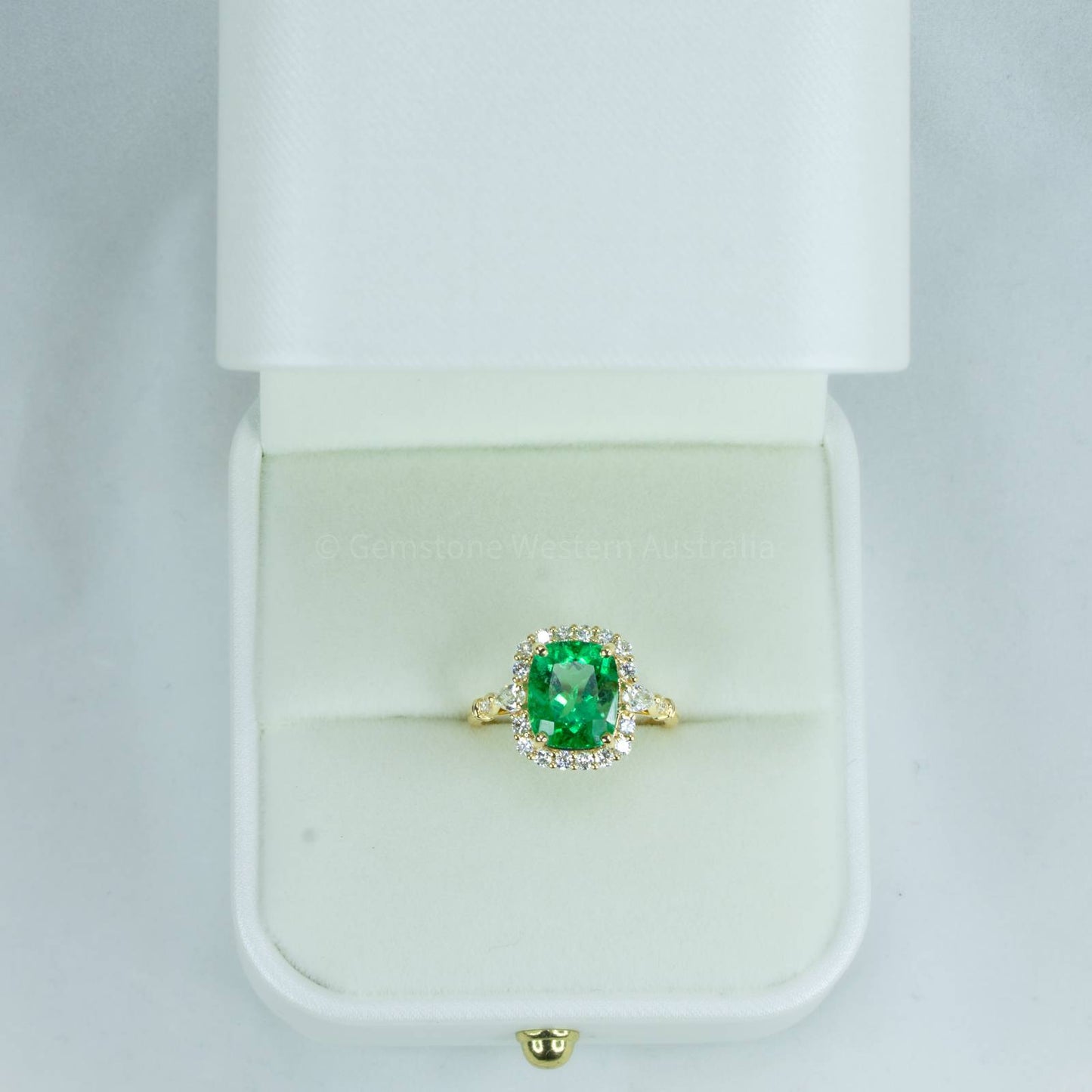 3.55ct Cushion Colombian Emerald Statement Ring