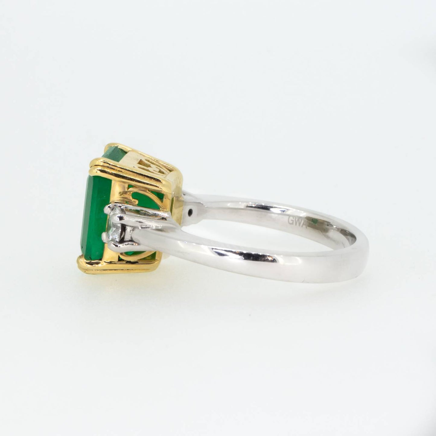 Colombian Emerald and Diamond Three Stone Ring GIA Certified
