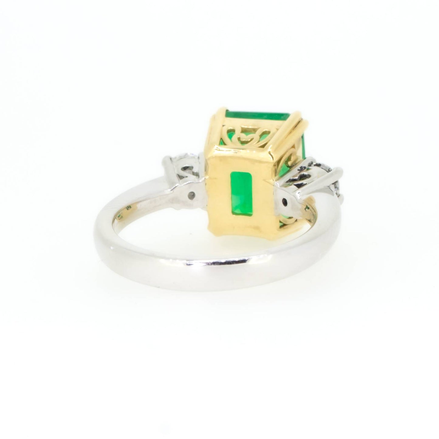 Colombian Emerald and Diamond Three Stone Ring GIA Certified