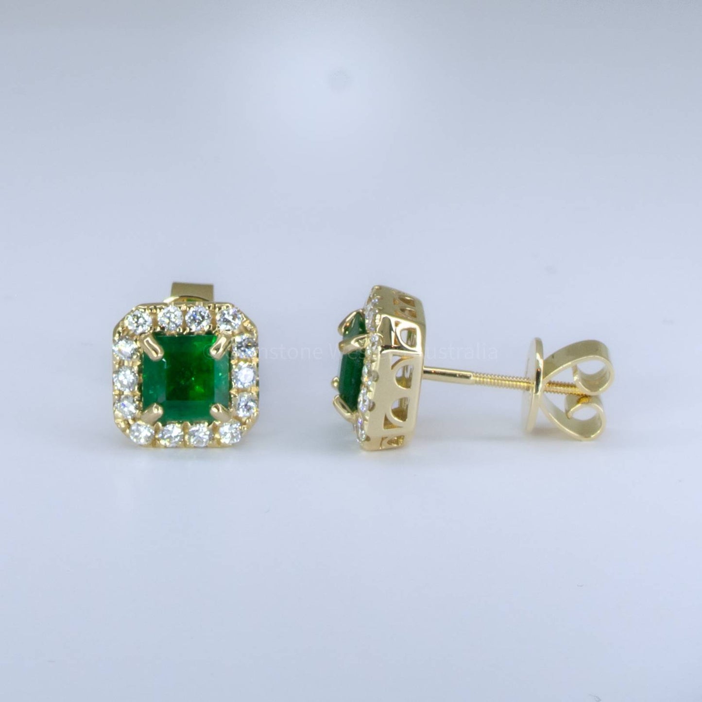 2.08ct Natural Emeralds Diamonds Earrings Colombian Emerald Halo Earrings
